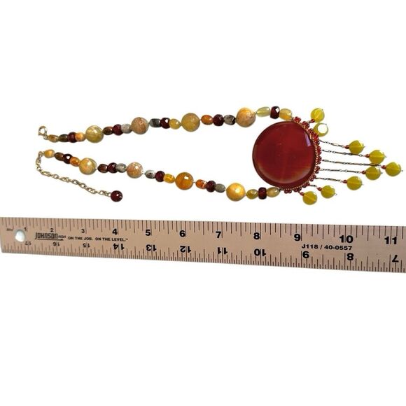 Carnelian & Stone Fringe Statement Necklace - Picture 11 of 12